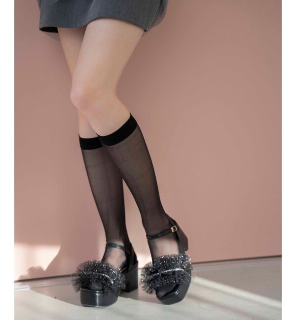 MAJESTICLEGON「チュール&times;パール厚底サンダル」|サンダル|