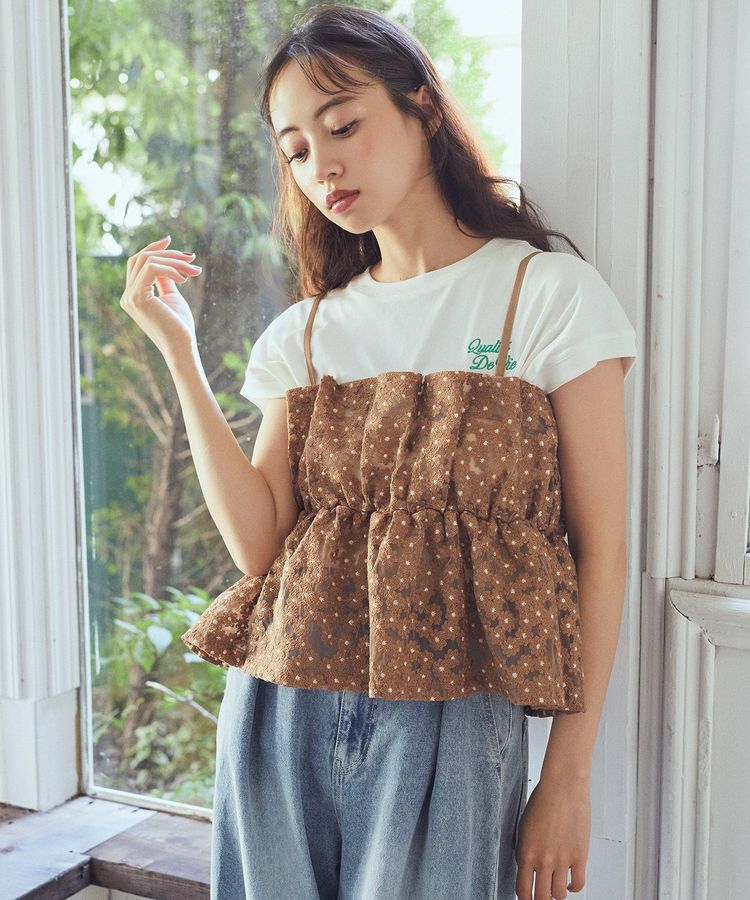 earth music&ecology「キラキラフラワー刺繍ビスチェ」|ベスト・ジレ|