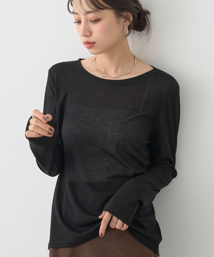 earth music&ecology「クルーネックシアーテレコプルオーバー」|Tシャツ・カットソー|Black