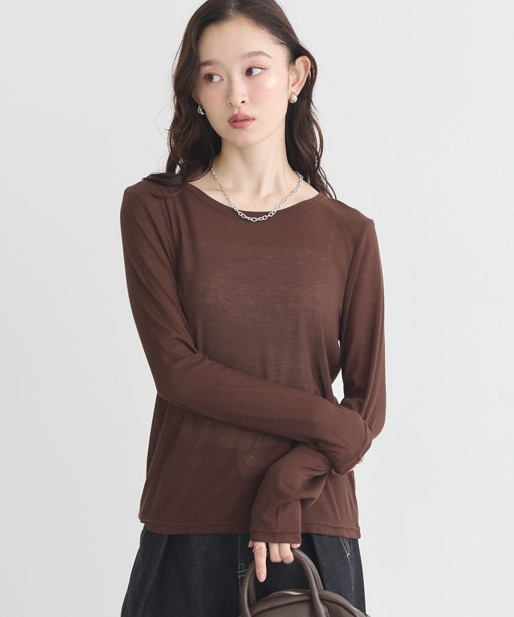 earth music&ecology「クルーネックシアーテレコプルオーバー」|Tシャツ・カットソー|Brown