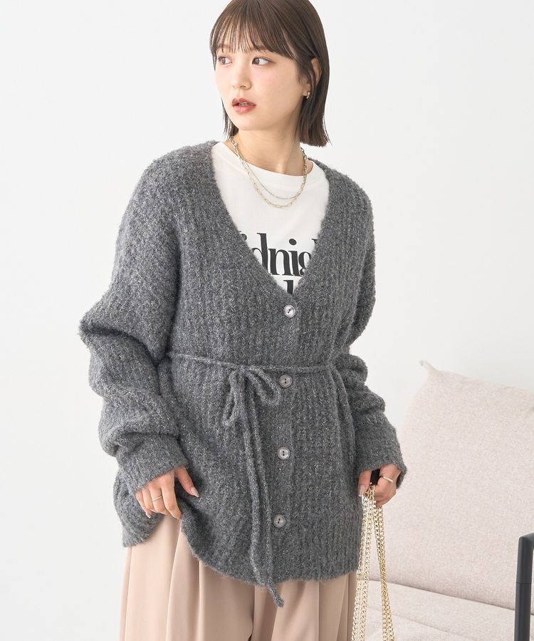 earth music&ecology「MIXカラーブークレカーディガン」|カーディガン|Charcoal Gray