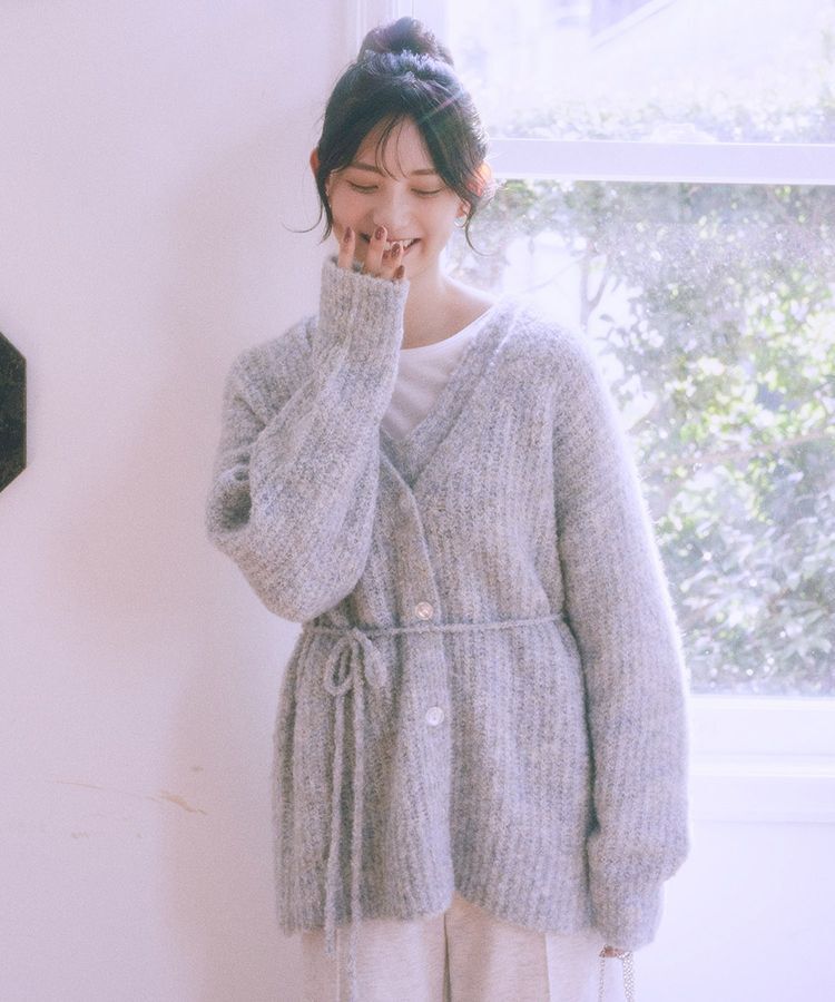 earth music&ecology「MIXカラーブークレカーディガン」|カーディガン|
