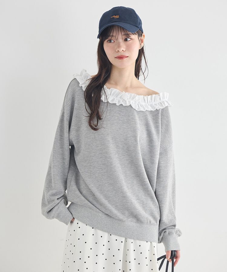 earth music&ecology「フリルオフショルウラケスウェット」|スウェット・ジャージ|