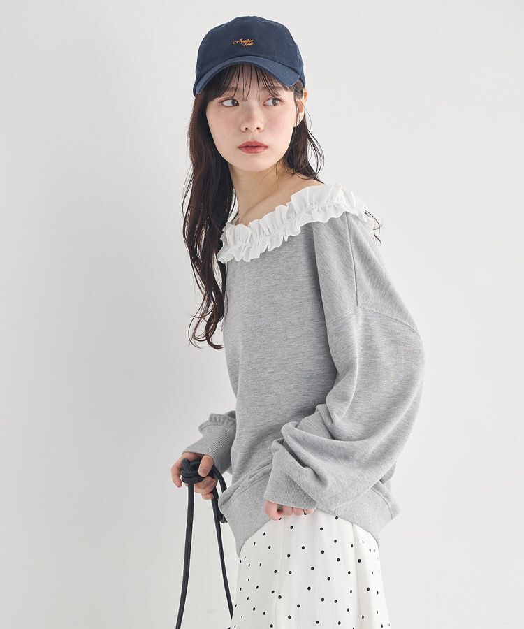 earth music&ecology「フリルオフショルウラケスウェット」|スウェット・ジャージ|