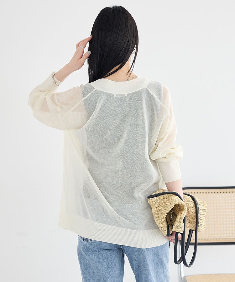 earth music&ecology「【一部WEB限定】シアーVネックカーディガン」|ニット・セーター|