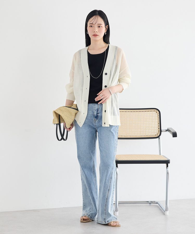 earth music&ecology「【一部WEB限定】シアーVネックカーディガン」|ニット・セーター|