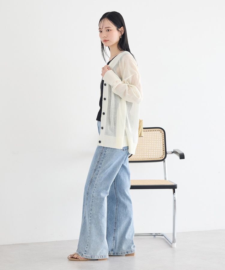 earth music&ecology「【一部WEB限定】シアーVネックカーディガン」|ニット・セーター|