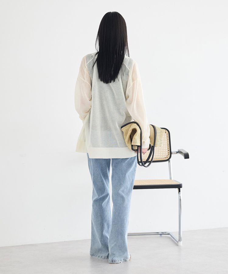 earth music&ecology「【一部WEB限定】シアーVネックカーディガン」|ニット・セーター|