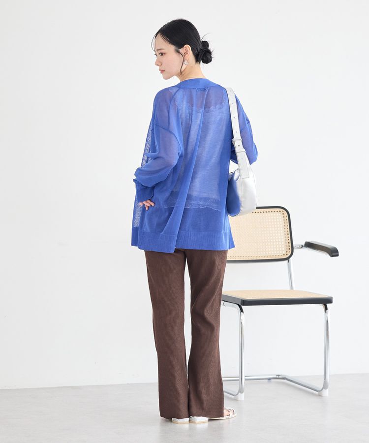 earth music&ecology「【一部WEB限定】シアーVネックカーディガン」|ニット・セーター|