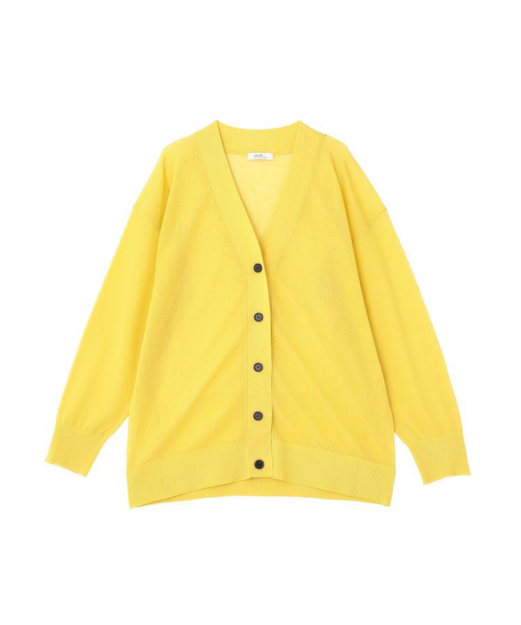 earth music&ecology「【一部WEB限定】シアーVネックカーディガン」|ニット・セーター|Yellow
