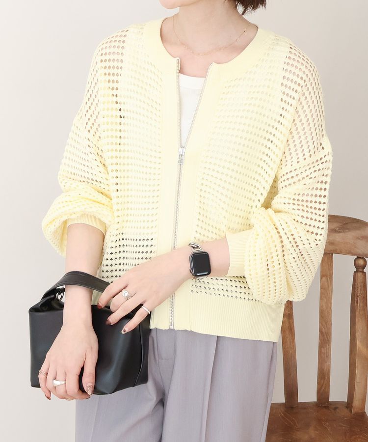 AMERICAN HOLIC「ジップアップメッシュニットカーディガン【WEB限定カラー有り】」|カーディガン|