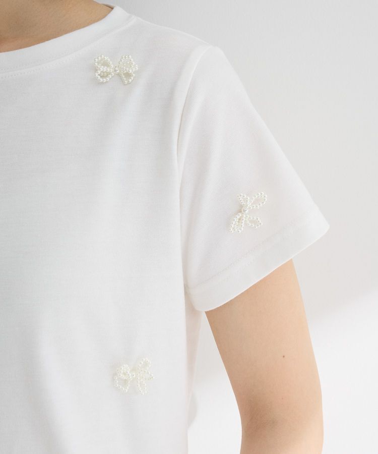 Green Parks「・swing by パールリボンモチーフTEE」|Tシャツ・カットソー|