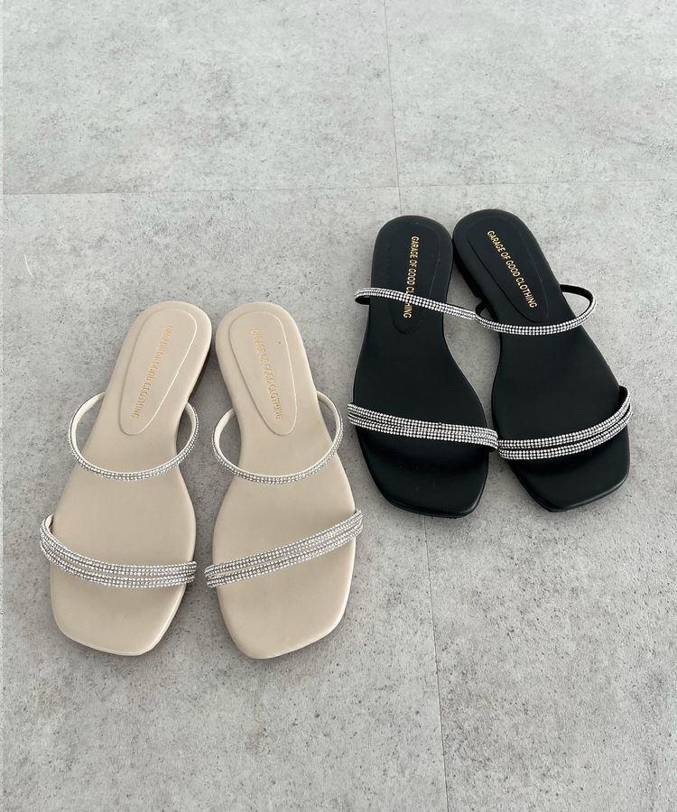 GARAGE OF GOOD CLOTHING「ラインストーンナローコードフラットサンダル」|サンダル|