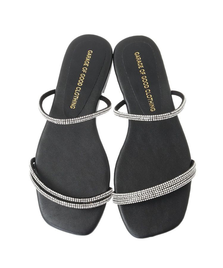 GARAGE OF GOOD CLOTHING「ラインストーンナローコードフラットサンダル」|サンダル|
