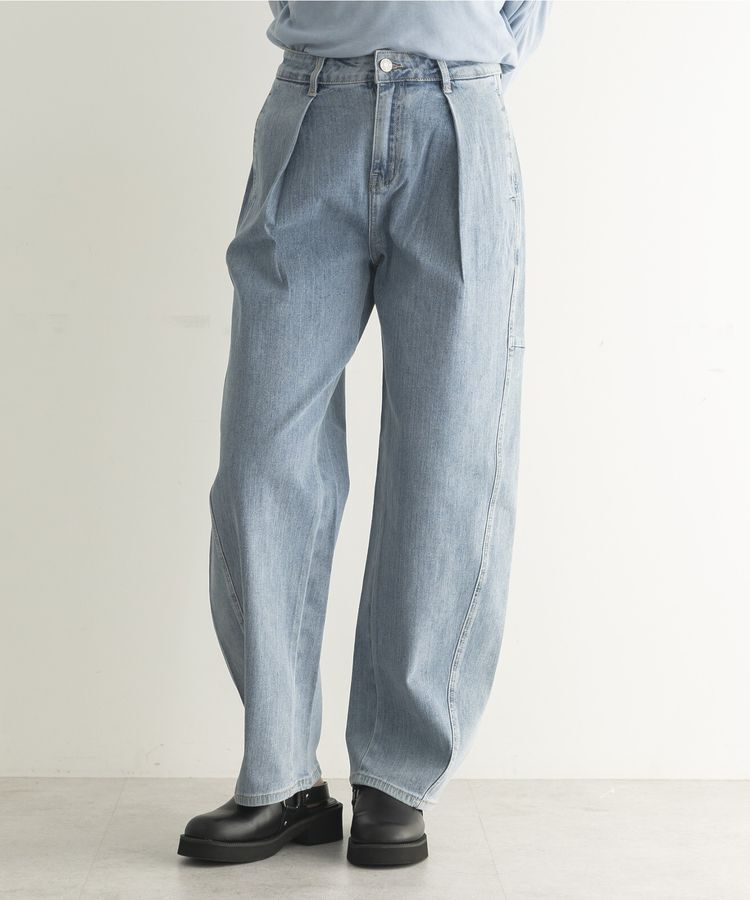 GARAGE OF GOOD CLOTHING「タックコクーンデニムパンツ」|デニム|Sax