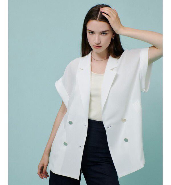 allureville「スラブメッシュフレンチスリーブジャケット」|テーラードジャケット|