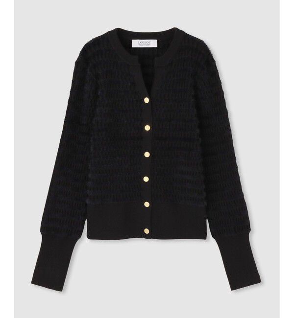 LOULOU WILLOUGHBY「◇【LOULOU WILLOUGHBY】フェザーボーダーカーディガン」|カーディガン|ブラック