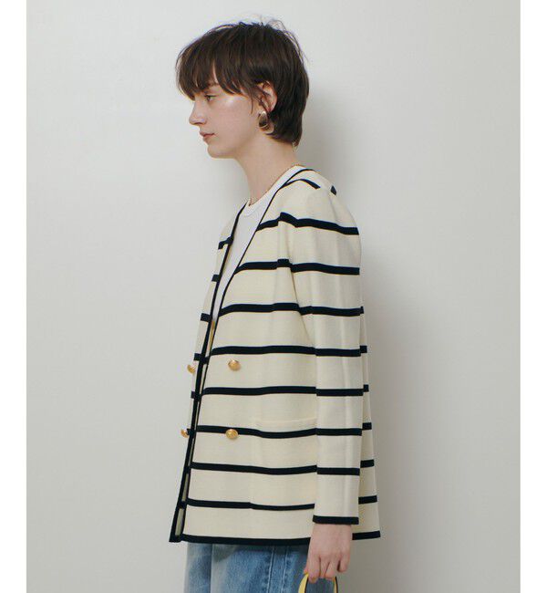 allureville「ガーターノーカラーニットジャケット」|カーディガン|