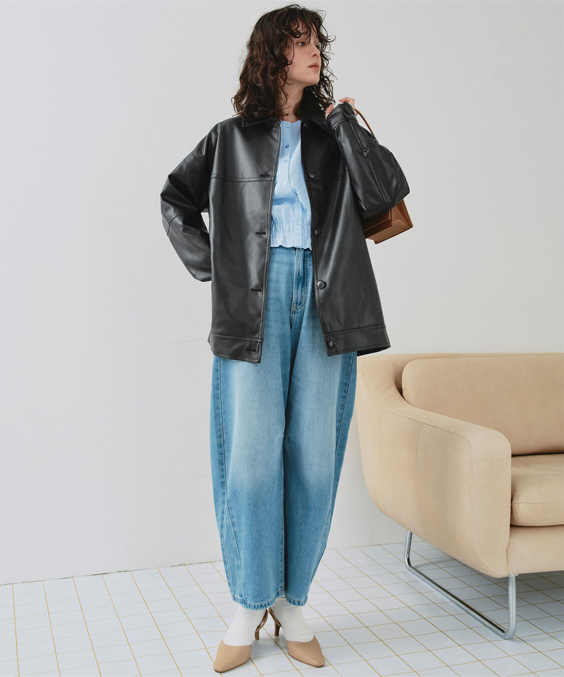 titivate「襟付フェイクレザージャケット」|その他|