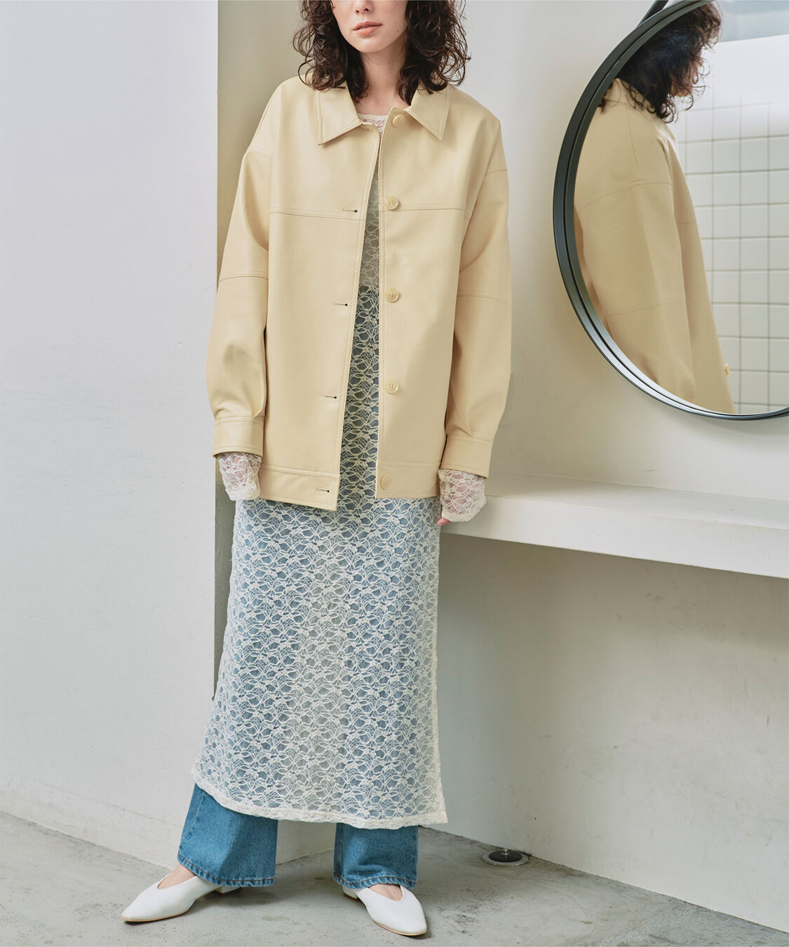 titivate「襟付フェイクレザージャケット」|その他|