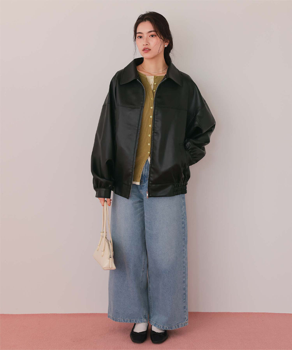 titivate「フェイクレザー/スエードオーバージャケット」|ライダースジャケット|