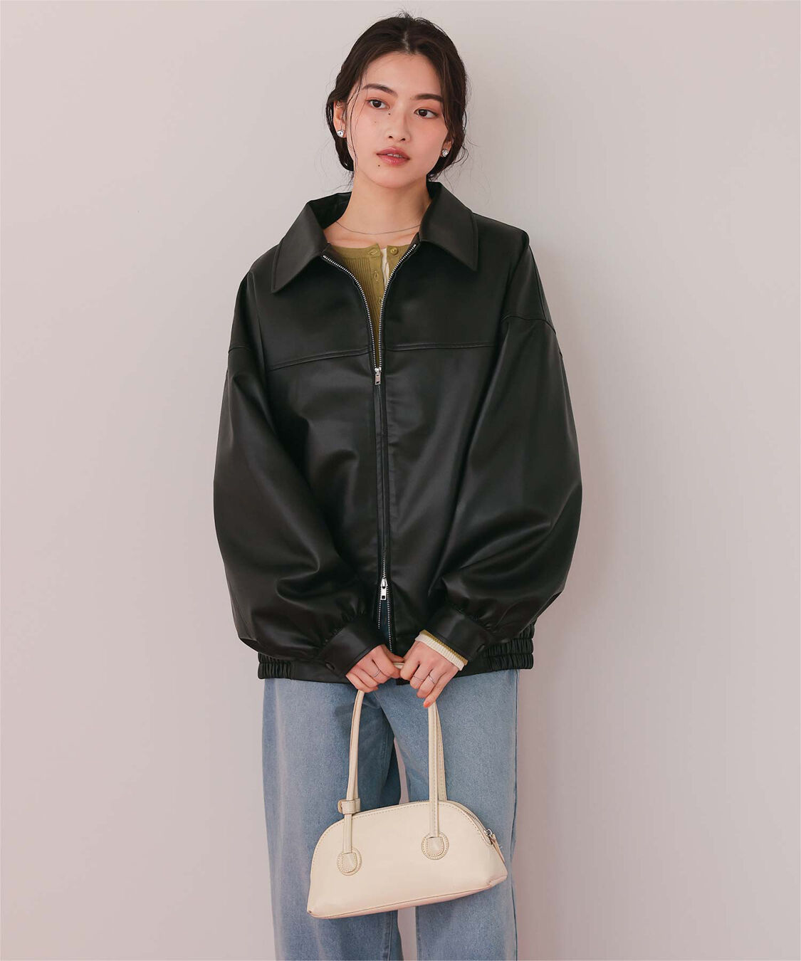 titivate「フェイクレザー/スエードオーバージャケット」|ライダースジャケット|