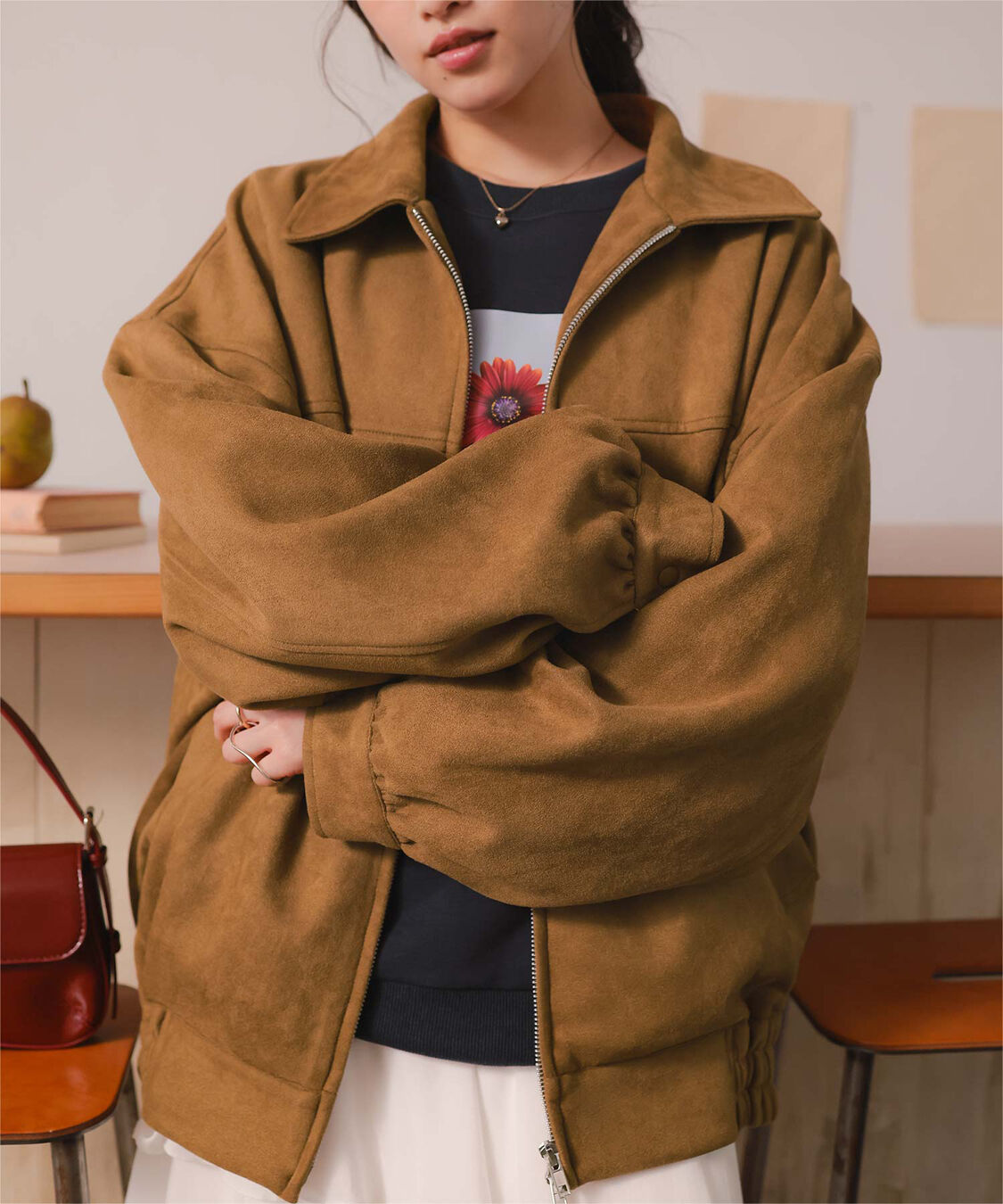 titivate「フェイクレザー/スエードオーバージャケット」|ライダースジャケット|