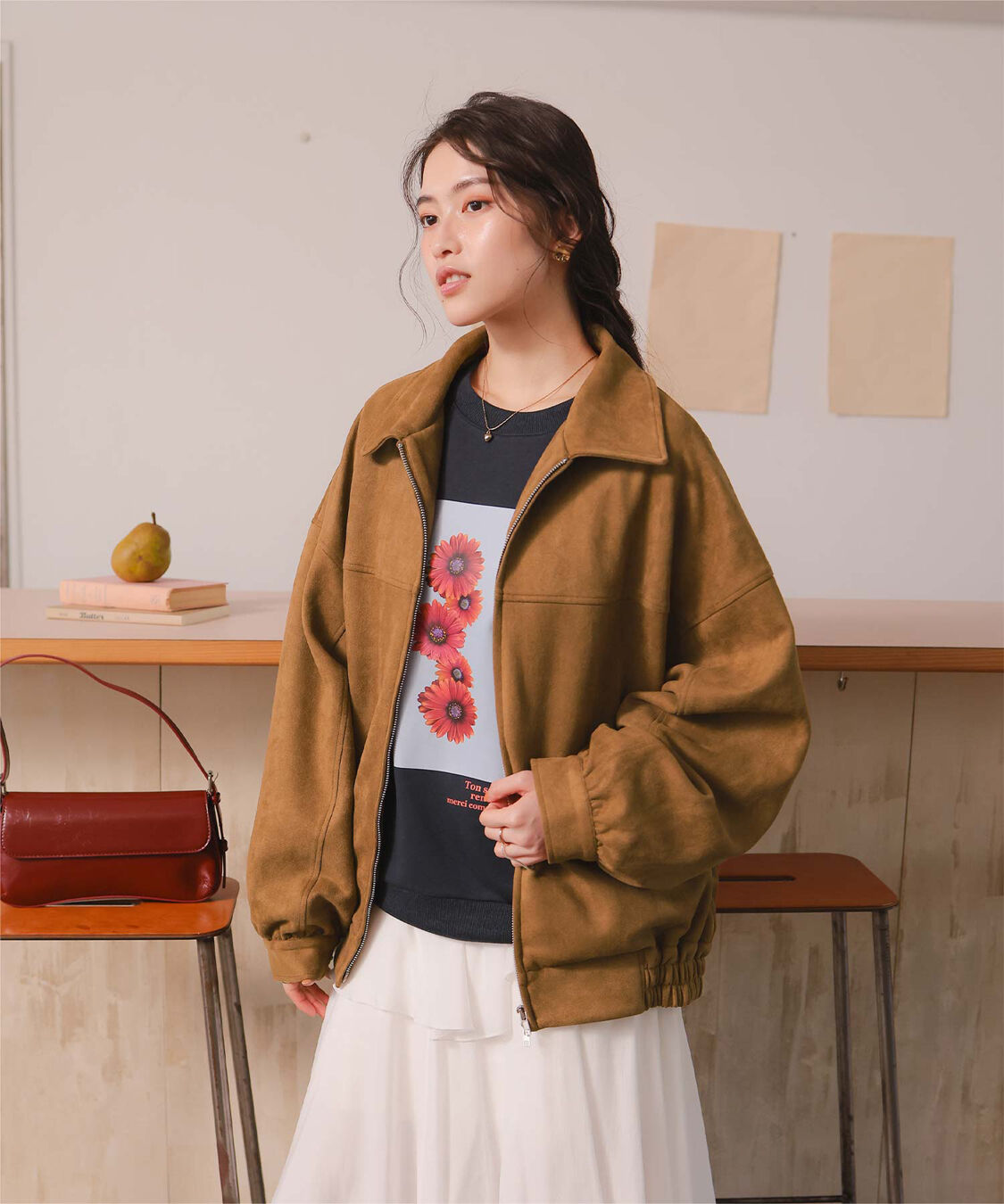 titivate「フェイクレザー/スエードオーバージャケット」|ライダースジャケット|