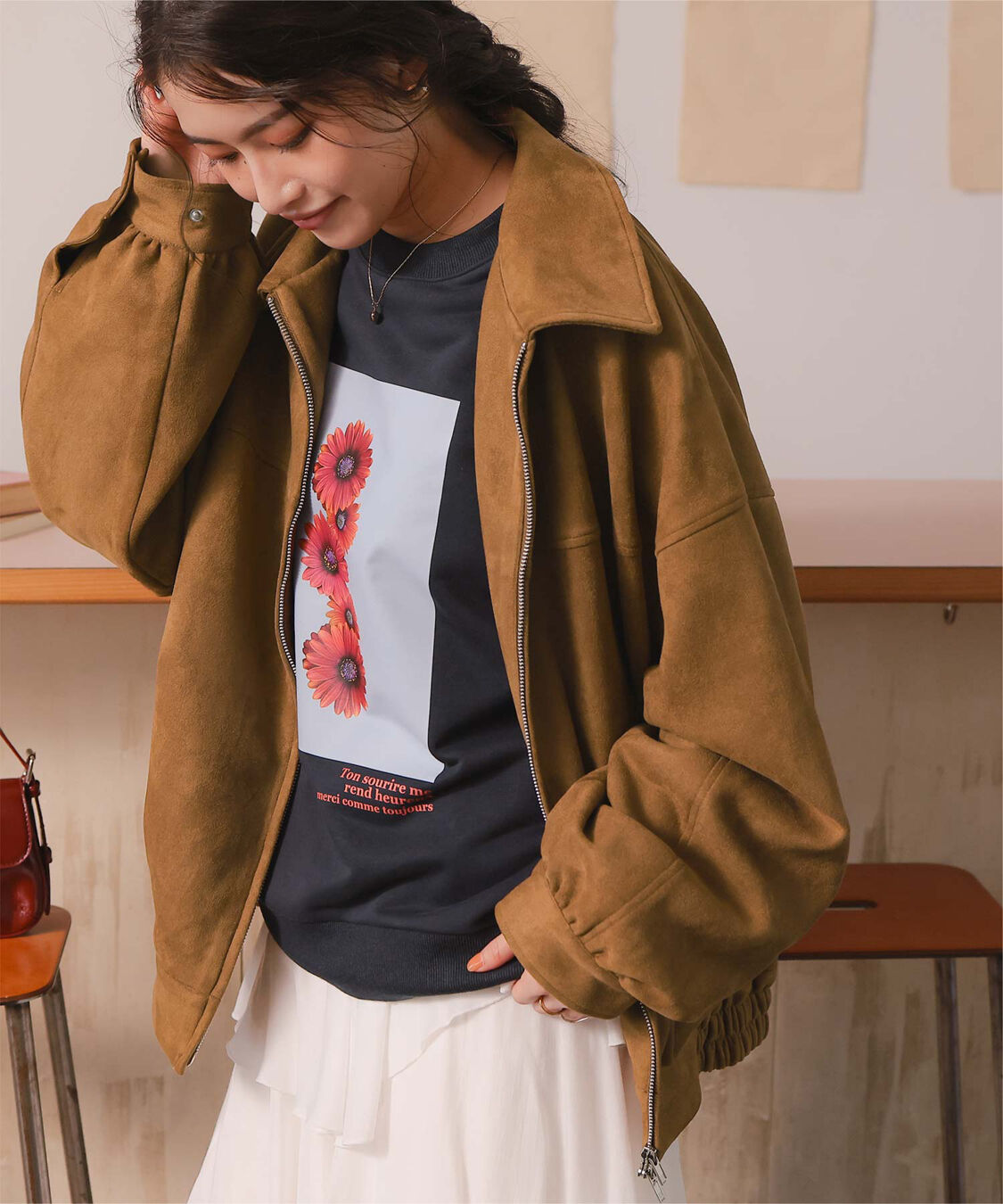 titivate「フェイクレザー/スエードオーバージャケット」|ライダースジャケット|