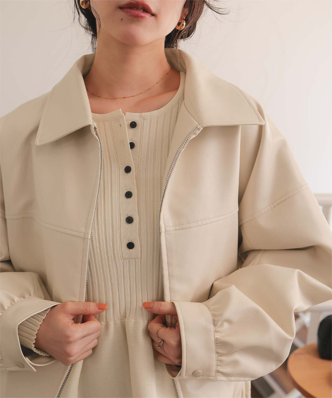 titivate「フェイクレザー/スエードオーバージャケット」|ライダースジャケット|