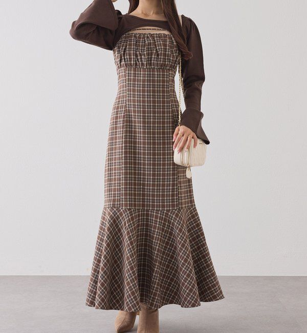  「２枚セットチェックワンピ」|ワンピース|