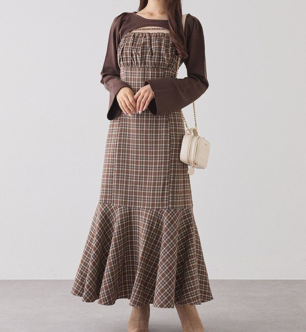  「２枚セットチェックワンピ」|ワンピース|