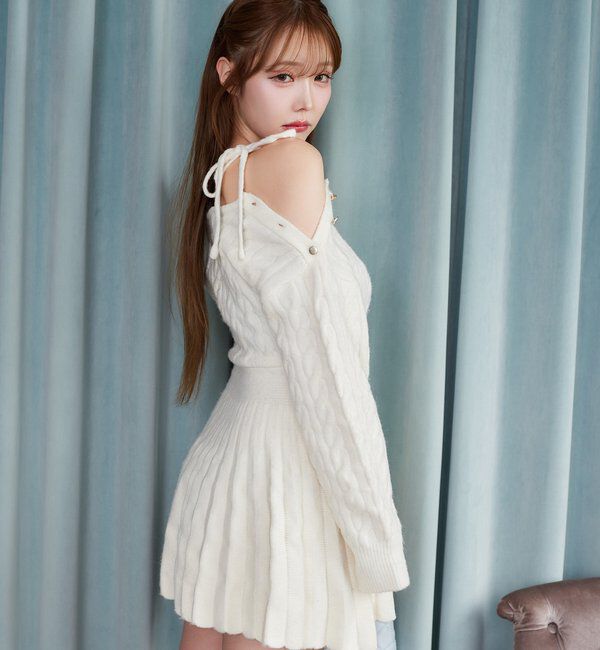  「ケーブルニットミニワンピ」|ワンピース|