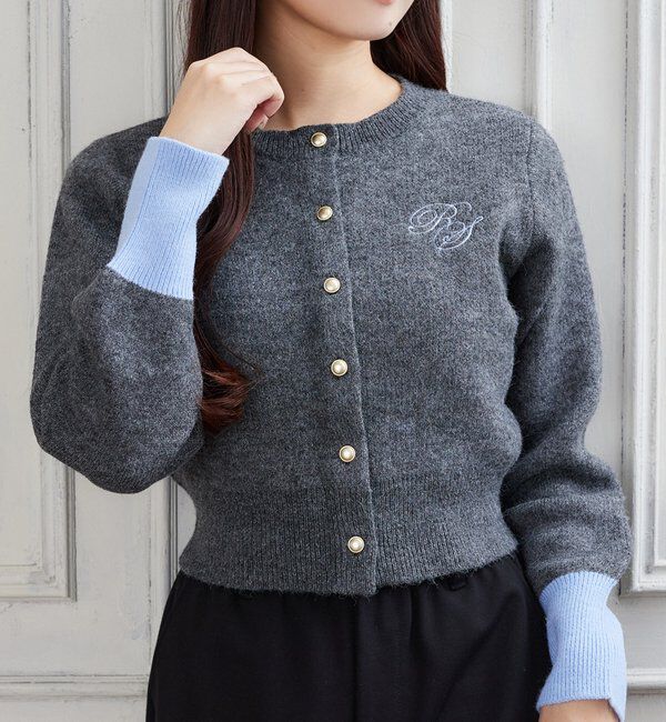  「配色袖刺繍入りカーデ」|ニット・セーター|