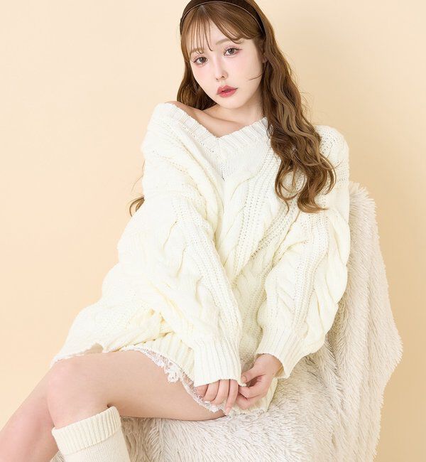  「ケーブルミニワンピース」|ワンピース|オフホワイト