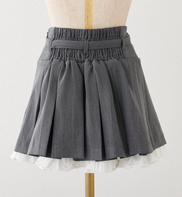  「ベルト付きレイヤードプリーツミニスカート」|スカート|