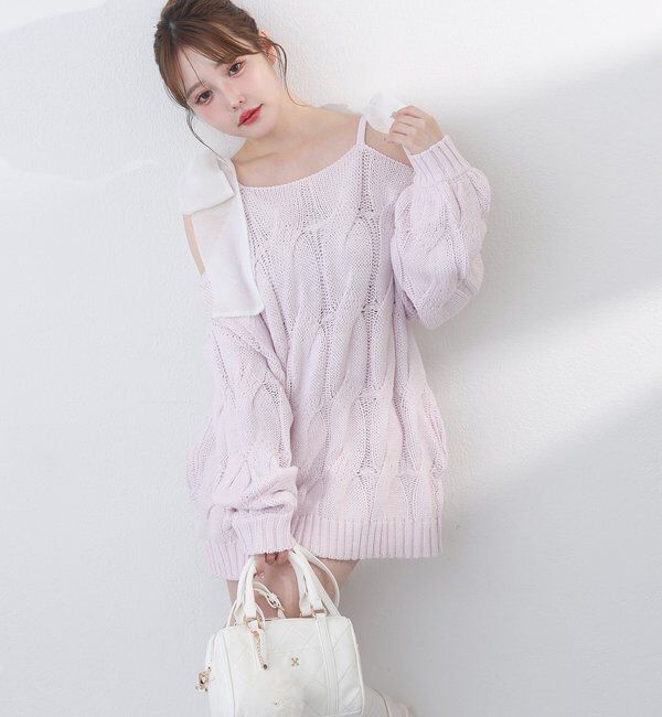  「ミルキーパレットニットミニワンピ／肩リボン取り外し可」|ワンピース|