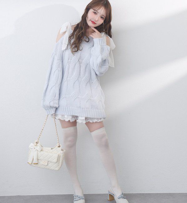  「ミルキーパレットニットミニワンピ／肩リボン取り外し可」|ワンピース|