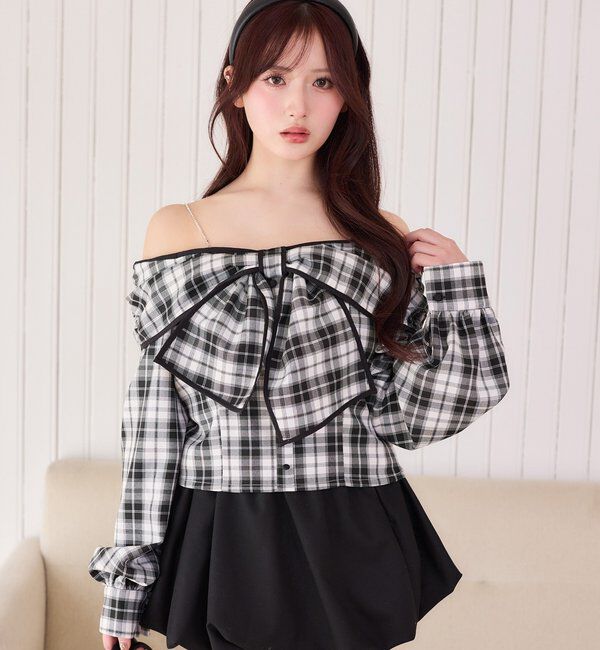  「肩ビジューリボンオフショルブラウス」|シャツ・ブラウス|その他1
