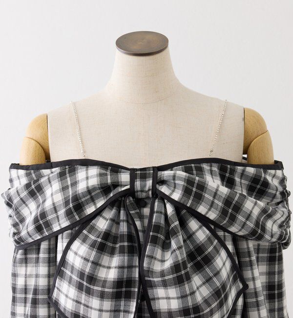  「肩ビジューリボンオフショルブラウス」|シャツ・ブラウス|