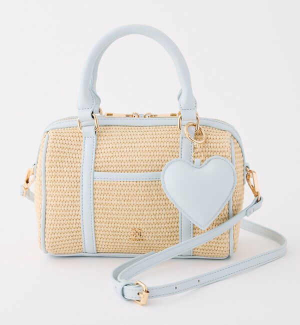  「ハートチャーム付き雑材ミニボストンバッグ」|ショルダー・メッセンジャー|