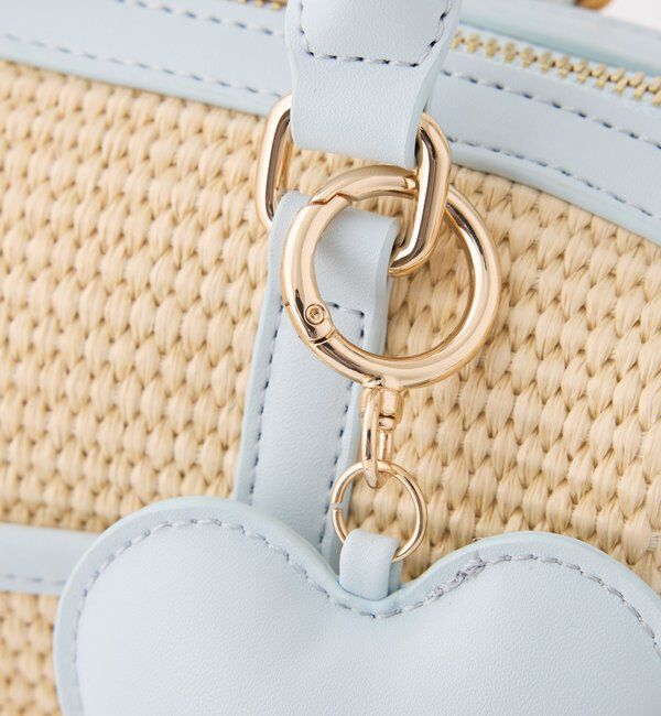  「ハートチャーム付き雑材ミニボストンバッグ」|ショルダー・メッセンジャー|