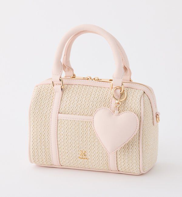  「ハートチャーム付き雑材ミニボストンバッグ」|ショルダー・メッセンジャー|