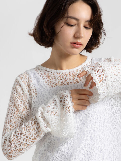 Te chichi「【Atelier ChouChou】コードレースフレアスリーブトップス」|ニット・セーター|オフホワイト
