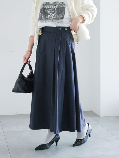 Te chichi「タイプライタータックフレアスカート」|スカート|ネイビー