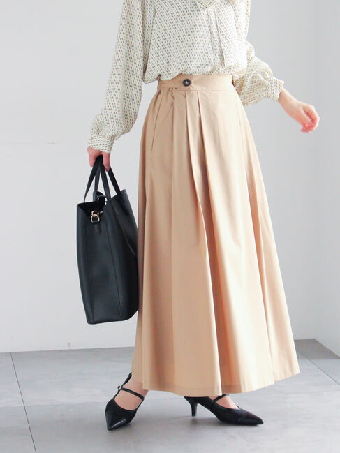 Te chichi「タイプライタータックフレアスカート」|スカート|ベージュ