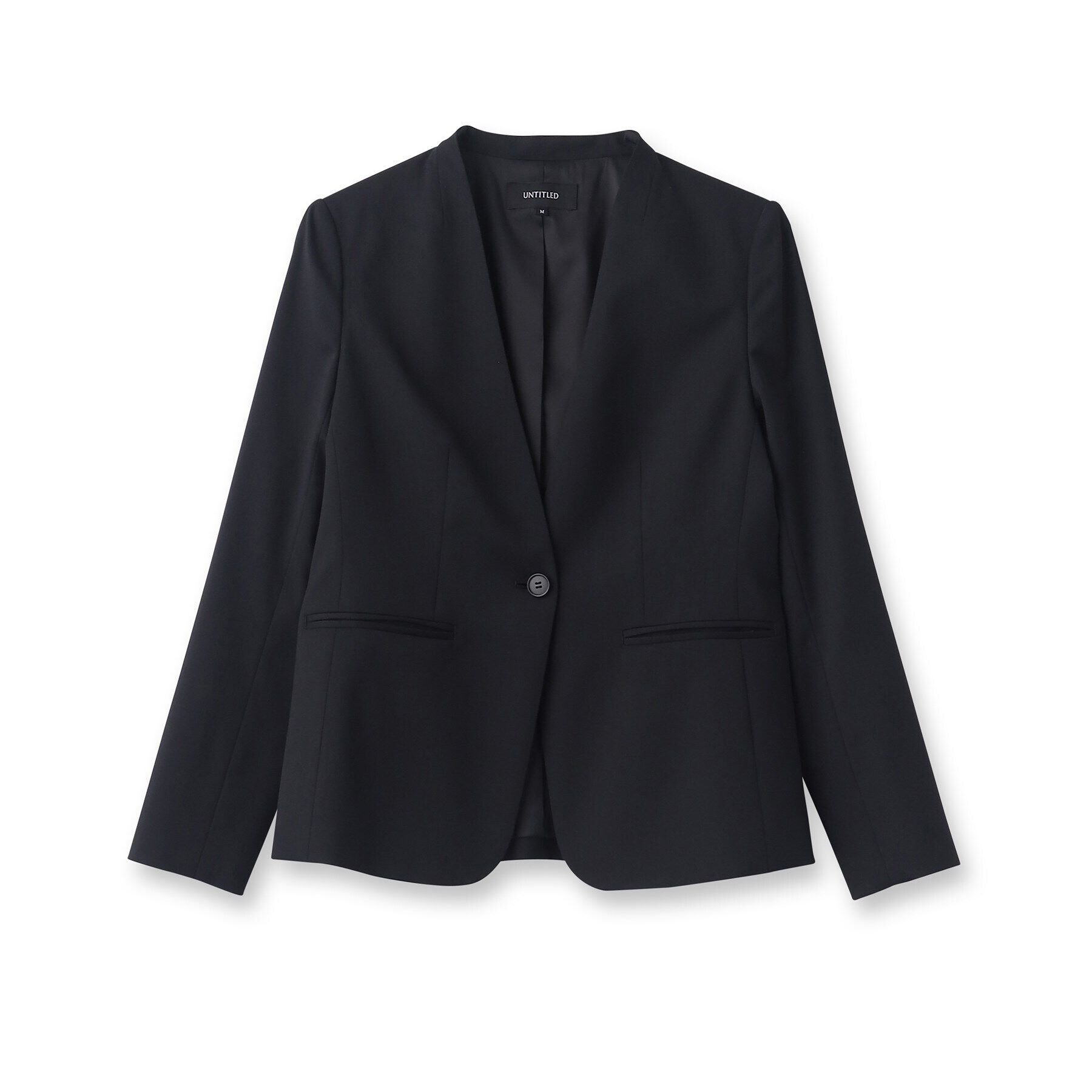 UNTITLED「【洗える通勤スーツ】レジェールギャバ　ストレッチカラーレスジャケット」|ノーカラージャケット|