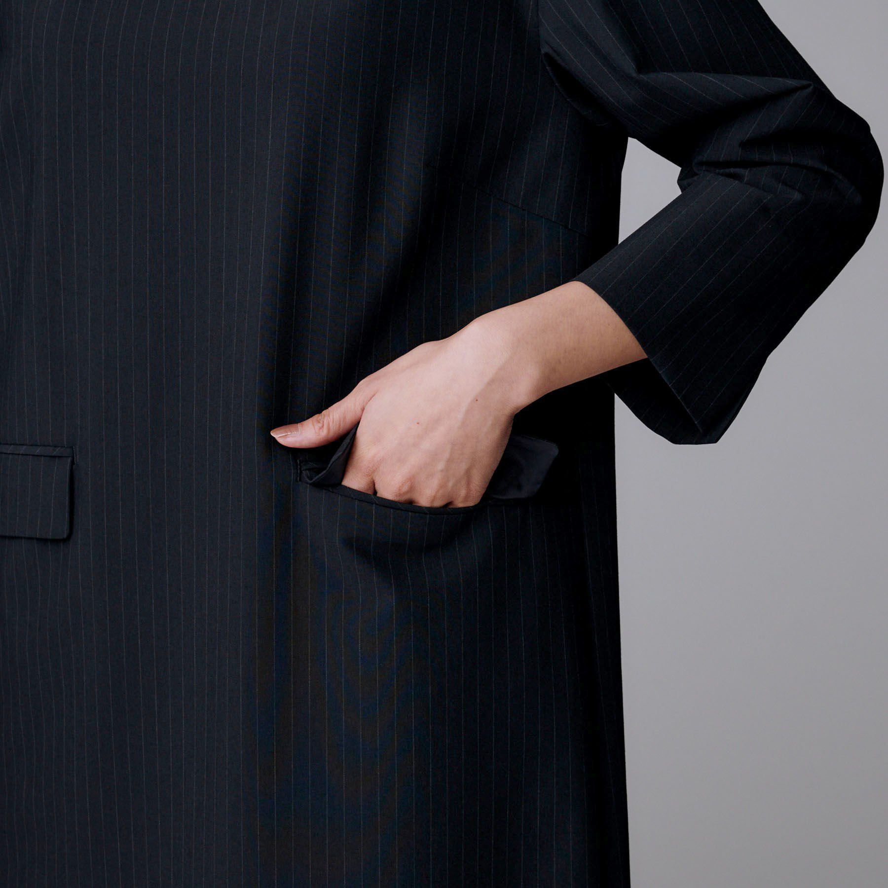 UNTITLED「【洗える/ストレッチ性】スーツライク ストライプワンピース」|ワンピース|