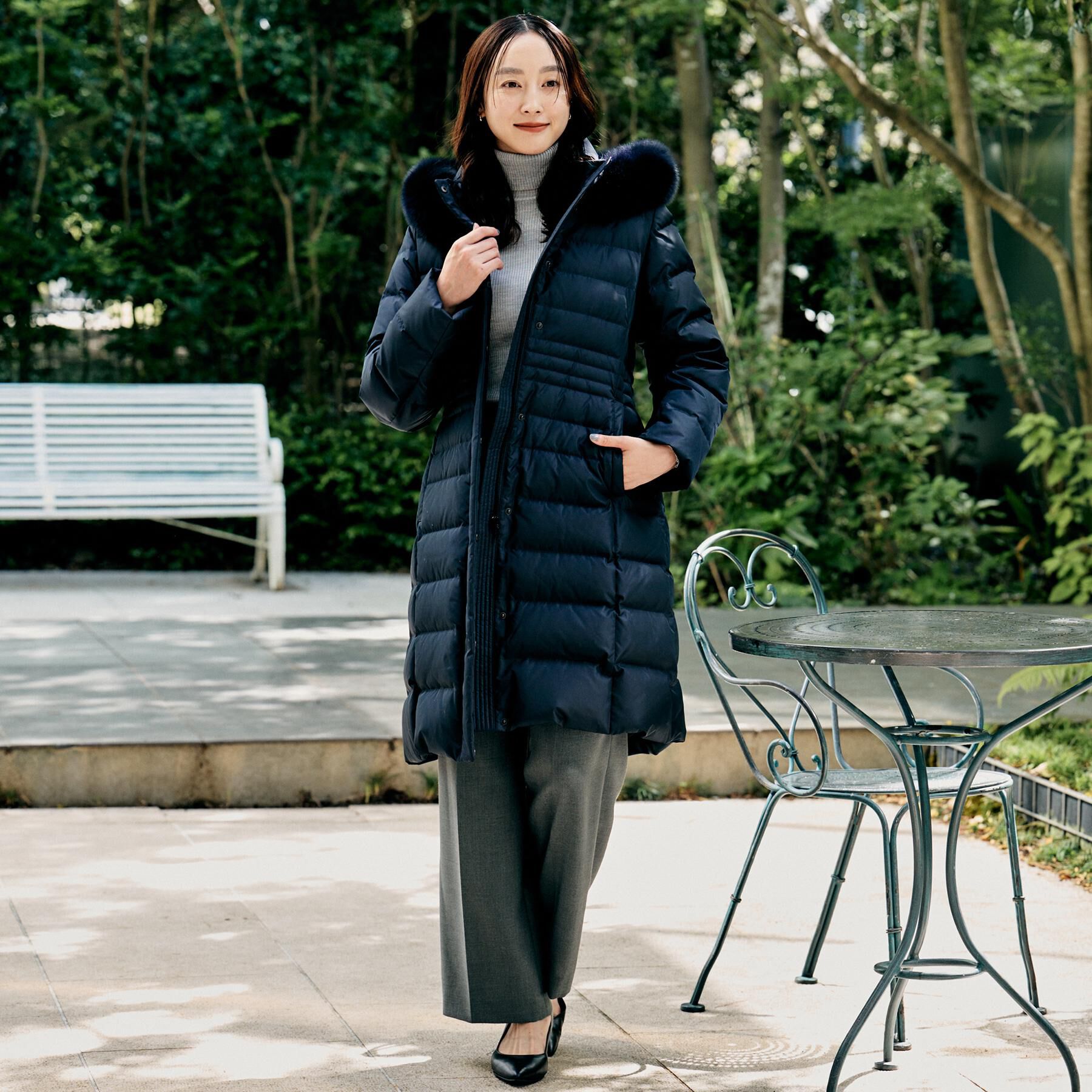 UNTITLED「【はっ水機能/フード取り外し可/防寒】ロングダウンコート」|ダウン|