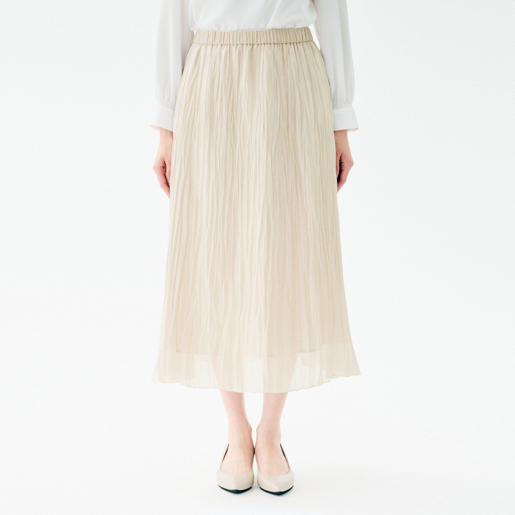UNTITLED「【ウエストゴム/洗える/シアー】シャイニープリーツスカート」|スカート|